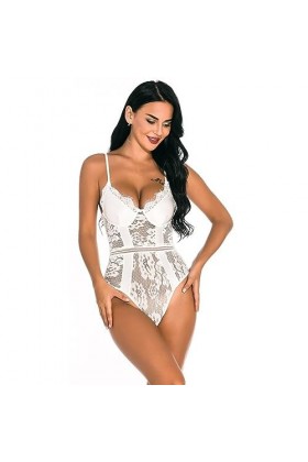 ZTIANEF Bas basSexy Femme pendante épaule Maille Lingerie érotique Respirant Backless Combinaison, Noir, XL