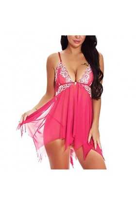 MERNEL Vêtements sexuels Vêtements de Nuit Sexy Femme Robe de Nuit en V Profond Femmes Chemise de Nuit Dentelle Nuisette Ling