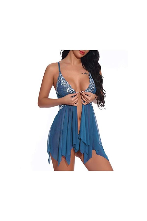 MERNEL Vêtements sexuels Vêtements de Nuit Sexy Femme Robe de Nuit en V Profond Femmes Chemise de Nuit Dentelle Nuisette Ling