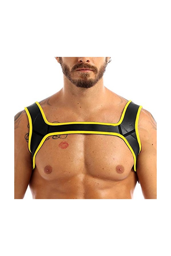 Mengsiy Sangle de Largeur dépaule en néoprène for Hommes Cordon de Serrage Protecteur Musculaire Cosplay Fantaisie Club Cost