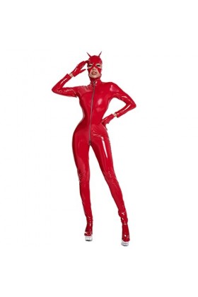WEIXINMWP Combinaisons Noir Catsuit Latex Sexy Combinaisons Front Costumes Costumes Costumes masqués Catwoman Longues Body Cl