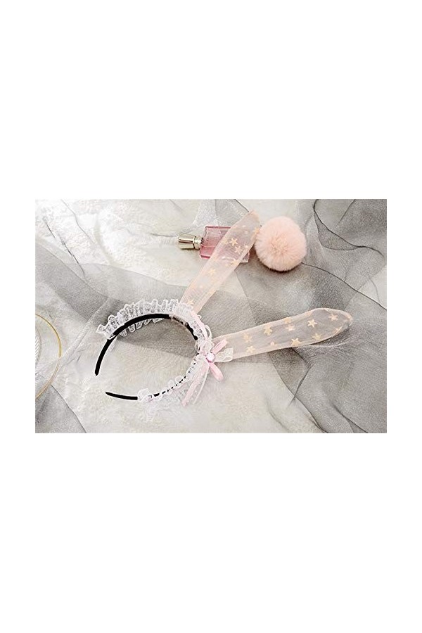 AGNN Sexy Mignon Lapin Rose for Femmes et Filles Femme de ménage Transparent Set Exotique Kawaii Cosplay Oreilles de Lapin Qu