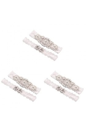 SOIMISS 3 Paires Porte-Jarretelles De Mariage Jarretière De Mariée De Mariage Jarretière De Mariage Jarretière Florale Blanch