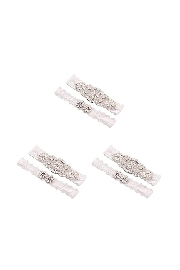 SOIMISS 3 Paires Porte-Jarretelles De Mariage Jarretière De Mariée De Mariage Jarretière De Mariage Jarretière Florale Blanch