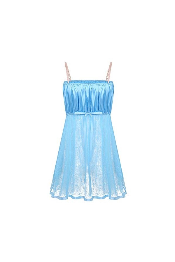 JUN-STORE Senmiao-Vêtements Hommes Lingerie Tutu Cross Robe Costume Transparent Tease Dentelle Babydolls Sleep Hearwear Night