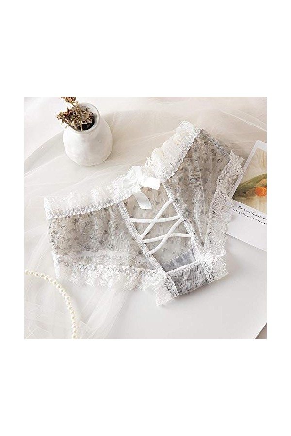B/H Culotte sous-VêTements Culotte Hipster,Culotte Creuse en Dentelle pour Dames 6pcs-café,Culottes Doux Stretch Soie GlacéE
