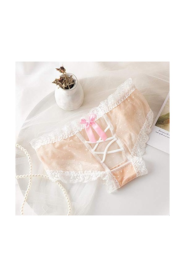 B/H Culotte sous-VêTements Culotte Hipster,Culotte Creuse en Dentelle pour Dames 6pcs-café,Culottes Doux Stretch Soie GlacéE