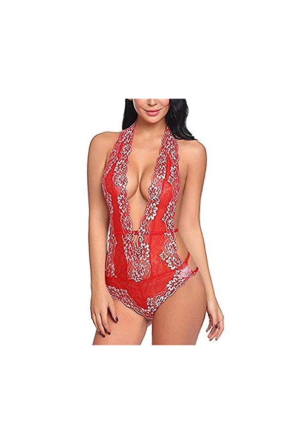 Vêtements Techniques Et Spéciaux Érotisme Sexe Et Sensualité Femmes Floral Dentelle Body Suit One Piece Col V Lingerie Body É