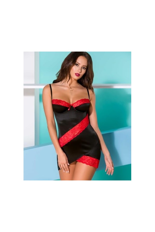 Avanua ODINA Chemise Poupée, Negro/Rojo Rojo , XXL/XXXL Femme