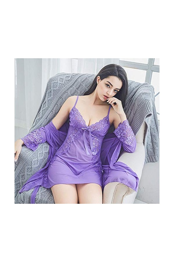 TONGTONG Manchon Transparent Chemise de Nuit des Femmes de vêtements de Nuit de qualité Contient Lingerie Sexy Adulte Sexy Py