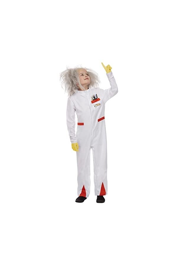 Back to the Future Doc Costume, All In One, Gloves & Wig, M 