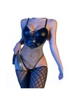 Ensemble de Lingerie Sexy pour Femmes avec Body en Dentelle Teddy Baby Dolls Panty avec Bas Color : Noir, Size : M 
