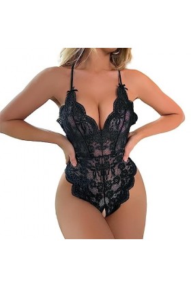 Lingerie Une pièce for Femme Soutien-Gorge Sexy Anneau de Cou et Culotte Camisole Femme de Chambre Nuisette