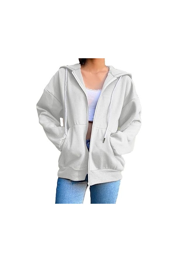 Solide Streetwear Loose Draw String Sweats Automne Hiver Épaisses Poches À Capuche Vêtements pour Femmes Plusieurs Couleurs Z