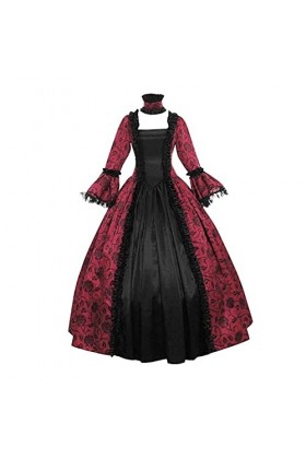 Oktoberfest Costumes pour femme grande taille robe vintage col carré manches évasées grande jupe swing, rouge, XL