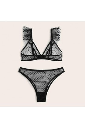 Bas Sexy Lingerie Sexy Dentelle Bralette Femmes sous-Vêtements Ensemble Maille Noir Ensemble Imprimé Transparent Accueil Cost
