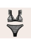 Bas Sexy Lingerie Sexy Dentelle Bralette Femmes sous-Vêtements Ensemble Maille Noir Ensemble Imprimé Transparent Accueil Cost