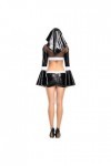 Carbin Koneer Adulte Sexy Shiny Nun Dress Cosplay À Manches Longues Split Revêtement Séduisante Prêtresse Robe Discothèque Pa