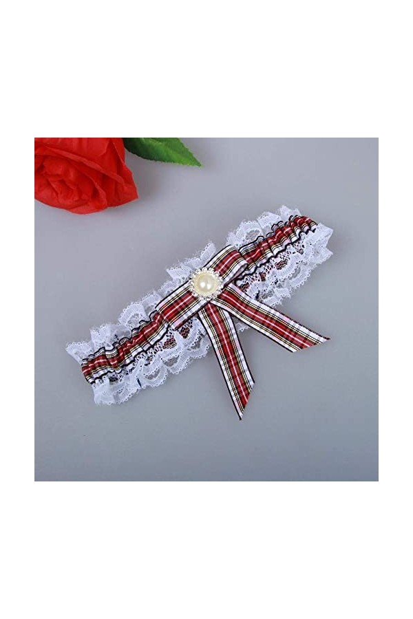 Jarretières pour les mariées Jarretière en dentelle, jambe de mariage nuptiale en sangle rayée avec porte-jarretelles en dent