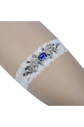 NC Jarretière en Cristal de Mariage, Accessoires de Mariage de mariée Porte-Jarretelles en Dentelle à Boucle de Jambe-White_5