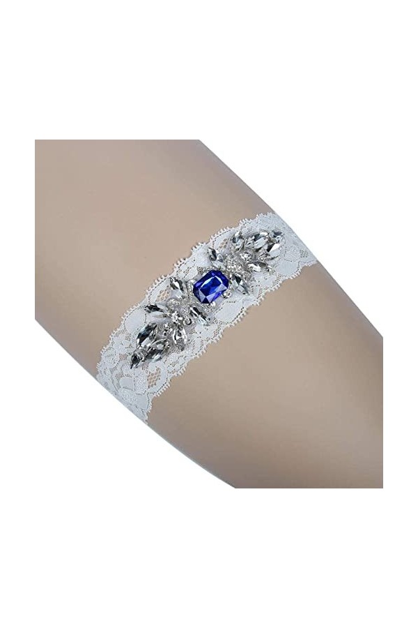 NC Jarretière en Cristal de Mariage, Accessoires de Mariage de mariée Porte-Jarretelles en Dentelle à Boucle de Jambe-White_5