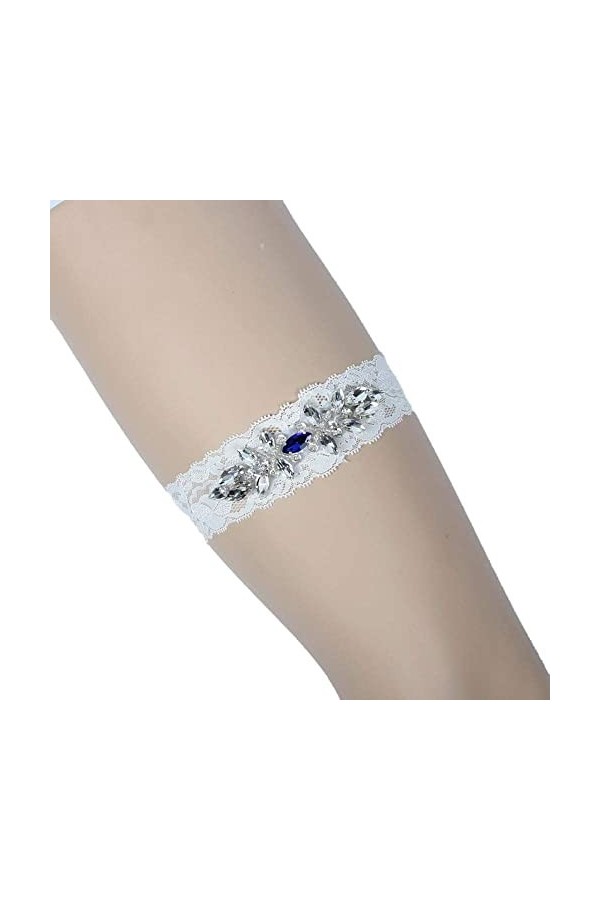 NC Jarretière en Cristal de Mariage, Accessoires de Mariage de mariée Porte-Jarretelles en Dentelle à Boucle de Jambe-White_5