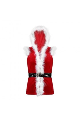 CJMDEH Pyjama De Noël Rouge Lingerie - Grande Taille Hommes Sexy Costume De Cosplay De Noël Manteau À Capuche en Velours sans
