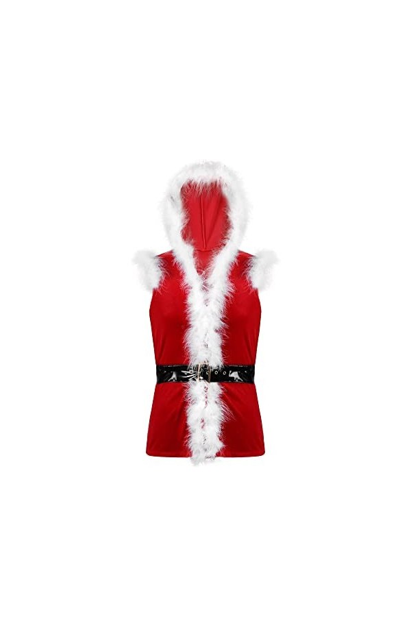 CJMDEH Pyjama De Noël Rouge Lingerie - Grande Taille Hommes Sexy Costume De Cosplay De Noël Manteau À Capuche en Velours sans
