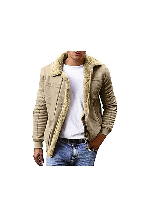 ?Walaka?Sweats à Capuche Homme Hiver Zippé Manche Longue Vest Hiver Épaisse Chaud Peluche Doublée Manteau Blouson