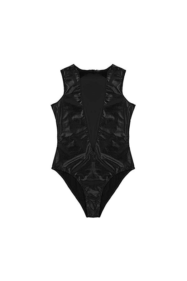 adqw Lingerie Sexy Femmes Body Erotic Teddy Lingerie Justaucorps-Noir_S