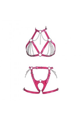 Femmes Body Strap Cuir Soutien - Gorge élégant évidé sans Tasse Garter Set Punk Gothique Halloween Carnaval Club Costume 1 B