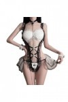 MERNEL Vêtements sexuels Lingerie Sexy Robe Cosplay Uniforme Servant Vêtements Dentelle Robe Babydoll Costume femmes Color :