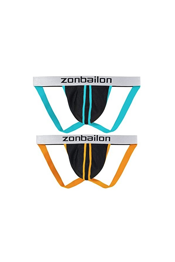 BIATWOWR Strings String pour homme avec taille large Taille basse Inserts en maille pour soutien sportif Sexy, 2 x multi, XXX