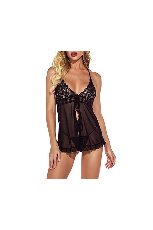 NBCSVHGPWMR Vêtements Techniques Et Spéciaux Lingerie Sexy en Dentelle Babydoll Vêtements De Nuit Robe À Bretelles Pyjama Tra