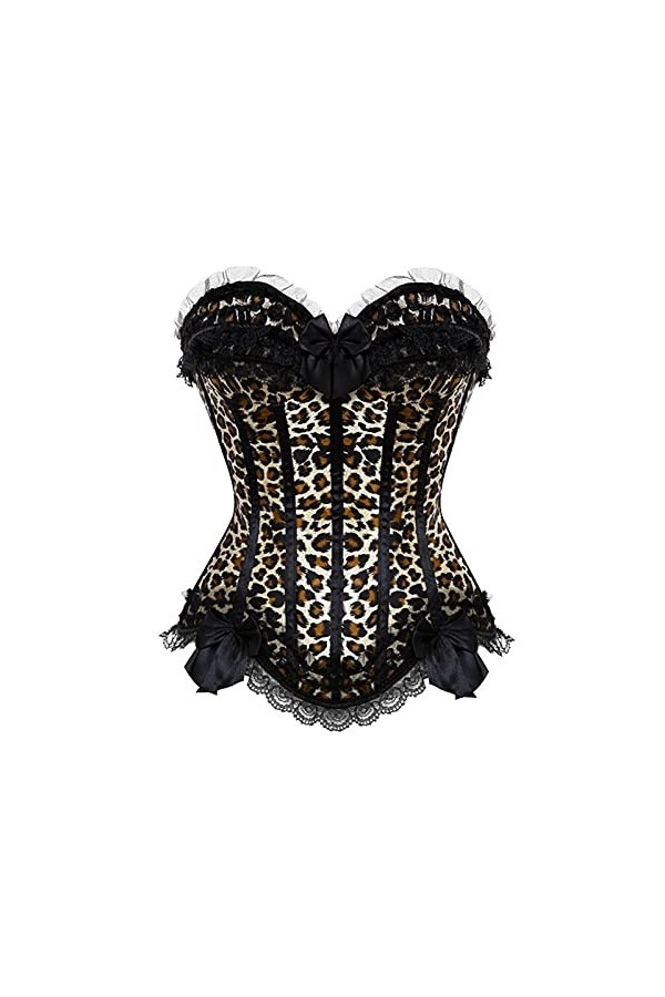 TTCI-RR Bustiers et Corsets Sexy Dentelle Satin Satin Superbe Corsets et Bustiers Leopard Overbust Corselet Lingerie Top Body