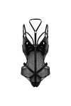 Lingerie Sexy Culotte Ouverte Lingerie Femme Une-Pièce Dos Nu Bretelles Réglables Justaucorps Body-Noir_S