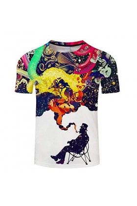 Rtyoo Couple De Lingerie Lingerie Sexy Homme Impression 3D Couleur Fumée Graphiques T-Chemise À Manches Courtes Tissu Été Cas