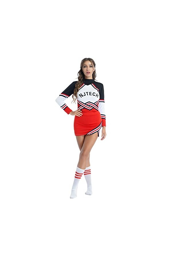 LYDHDY Femmes School Costume Cheerleader Cosplay Cosplay Uniforme Sexy Lingerie Rôle Play Jeu à Manches Longues Haut à Rayure