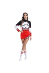 LYDHDY Femmes School Costume Cheerleader Cosplay Cosplay Uniforme Sexy Lingerie Rôle Play Jeu à Manches Longues Haut à Rayure