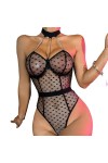 DAGIN Lingerie sexy pour femme en dentelle Teddy Body décolleté en V profond assorti Color : Blue, Size : XL 