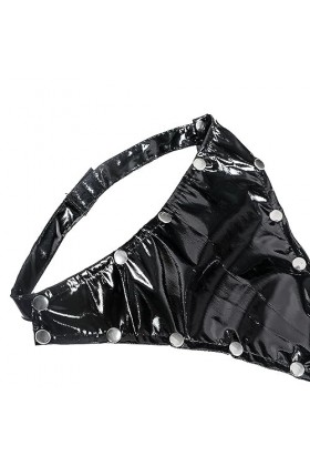 JYDQM Hommes Cuir PVC Lingerie Robe De Boîte De Nuit Hommes en Cuir Verni Pyjama Justaucorps Creux DAppel PVC Cuir Érotique/