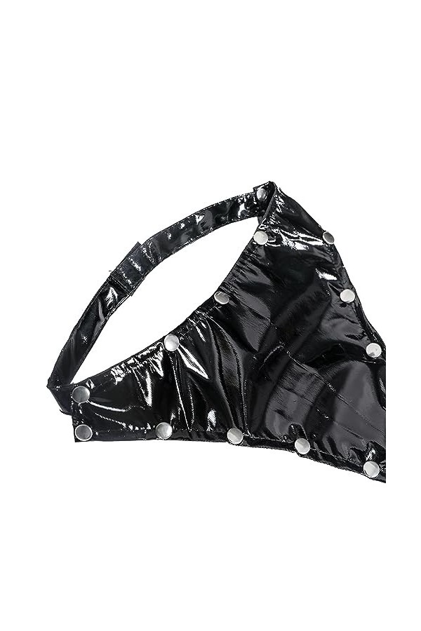 JYDQM Hommes Cuir PVC Lingerie Robe De Boîte De Nuit Hommes en Cuir Verni Pyjama Justaucorps Creux DAppel PVC Cuir Érotique/