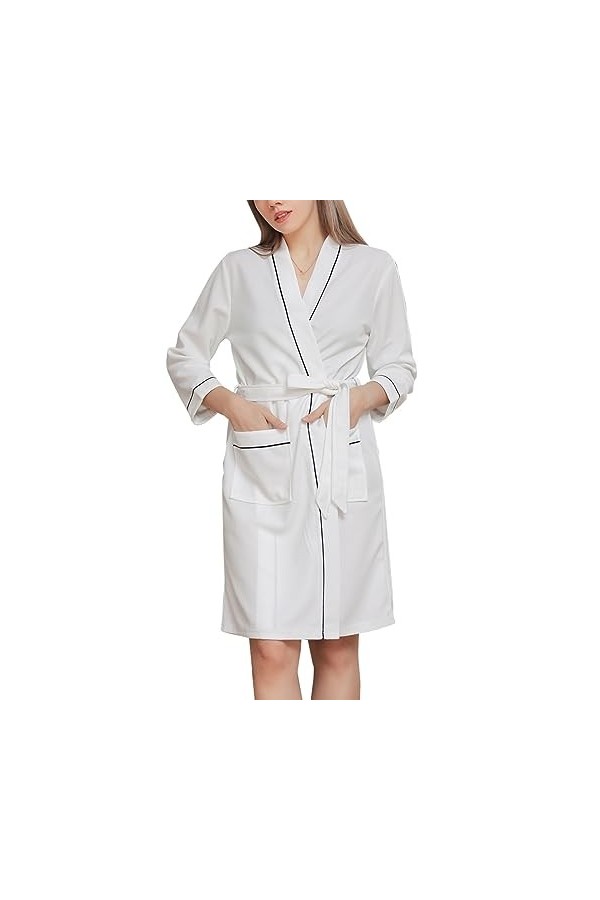 Necalisi peignoir bleu Peignoir en Microfibre Peignoir pour Femme en Molleton de Corail Doux Chemise de Nuit pour Femme avec 