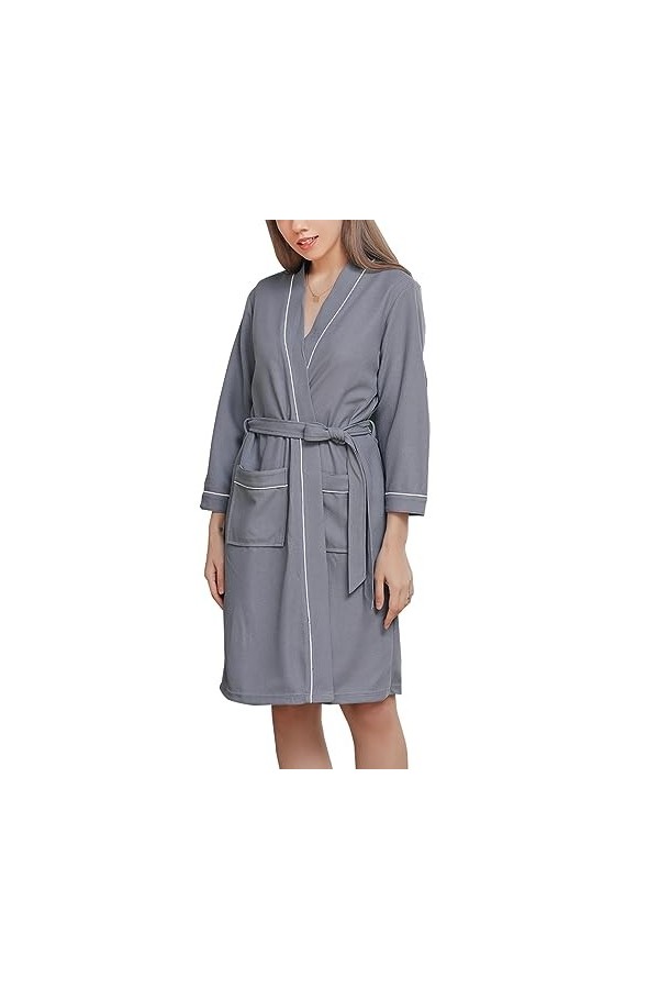 Necalisi peignoir bleu Peignoir en Microfibre Peignoir pour Femme en Molleton de Corail Doux Chemise de Nuit pour Femme avec 