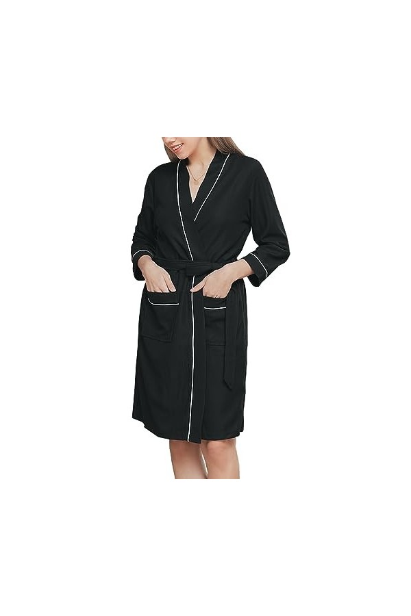 Necalisi peignoir bleu Peignoir en Microfibre Peignoir pour Femme en Molleton de Corail Doux Chemise de Nuit pour Femme avec 