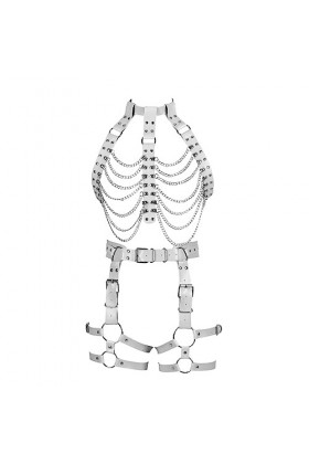 Femmes Body Strap Cuir Punk Bra Mode sans Tasse Creux Garter Set Gothique Halloween Rave Party Costume Violet 