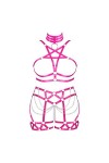 BBOHSS Femmes Bretelles Pentagramme Soutien - Gorge Plus Taille évidée Mode chaîne en métal Garter Set Punk Gothique Carnaval