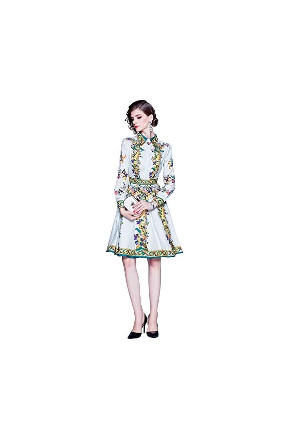 Mini robe moulante vintage chinoise à manches courtes et fente latérale pour femme, Impression 21502, 40