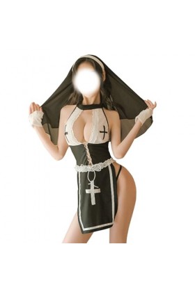 SNOMYRS Femme Nonne Lingerie Sexy Cosplay Gothique La Nonne Costume Halloween Jeu de Rôle Costumes Tenue Traje De Monja
