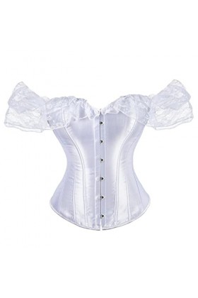 Corsets à Bustier pour Femmes Corset Satin Lace Up Top Plus Size Gothic Elegant Overbust Corset Renaissance Color : Black, S